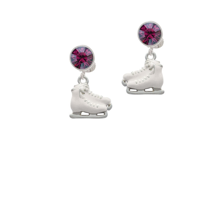 White Ice Skates Crystal Clip On Earrings Image 8