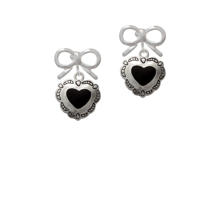 Black Concho Heart Crystal Clip On Earrings Image 9