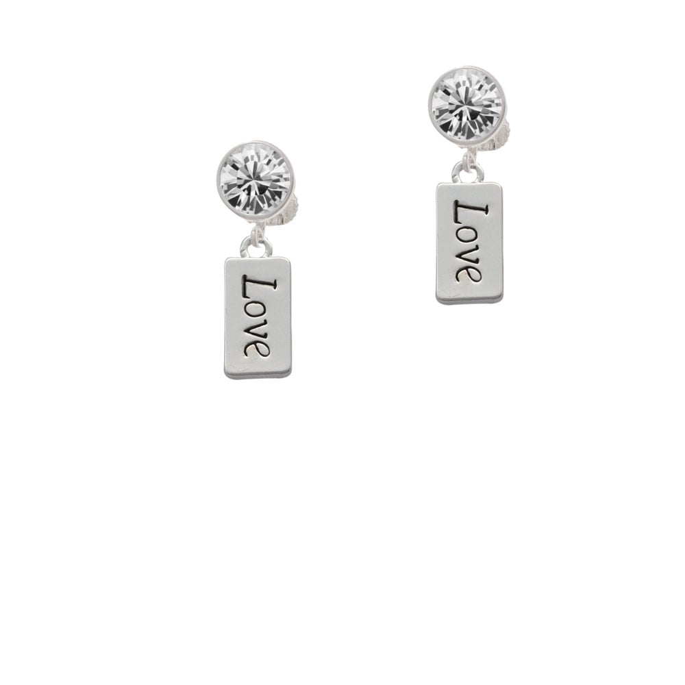 Love Crystal Clip On Earrings Image 1