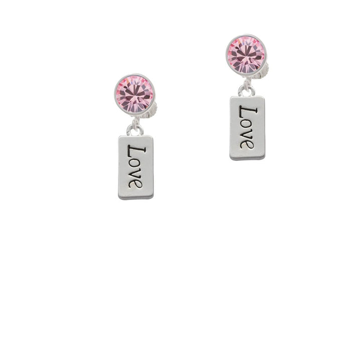 Love Crystal Clip On Earrings Image 1