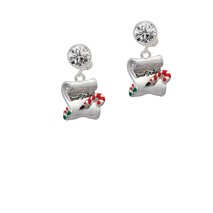 Dear Santa Letter Crystal Clip On Earrings Image 2