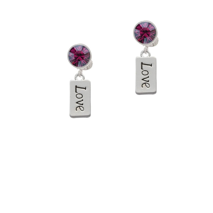 Love Crystal Clip On Earrings Image 1