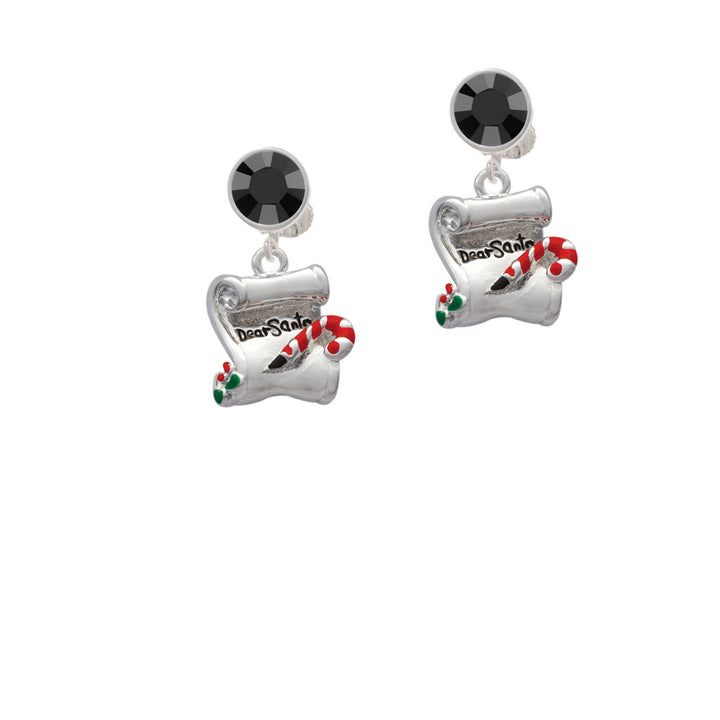 Dear Santa Letter Crystal Clip On Earrings Image 3