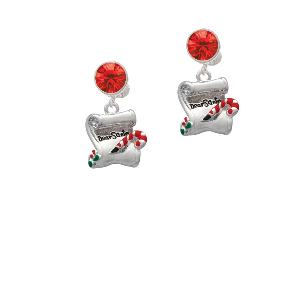 Dear Santa Letter Crystal Clip On Earrings Image 1