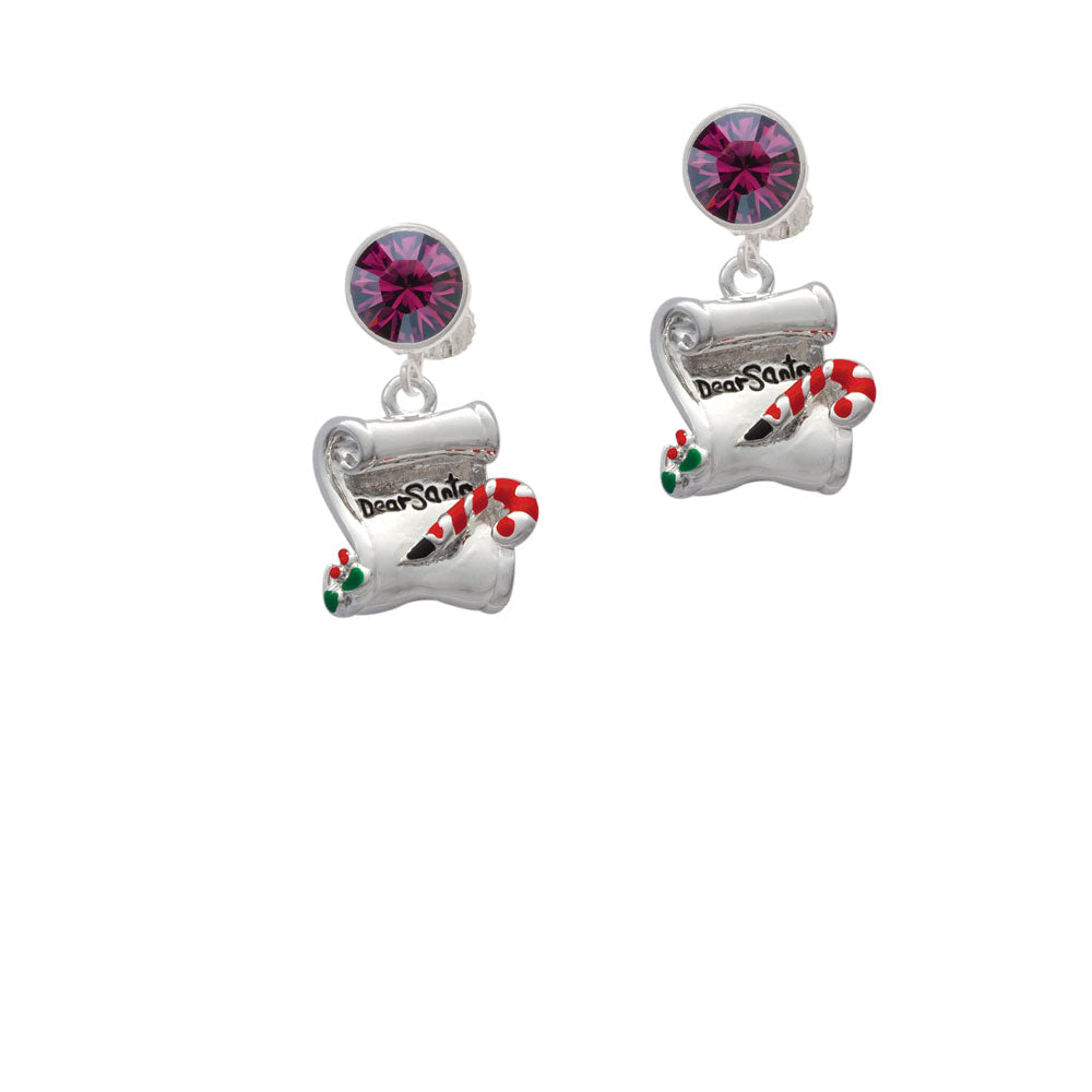 Dear Santa Letter Crystal Clip On Earrings Image 8