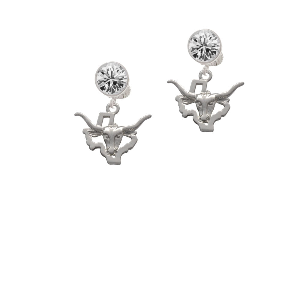 Longhorn - Texas Crystal Clip On Earrings Image 2