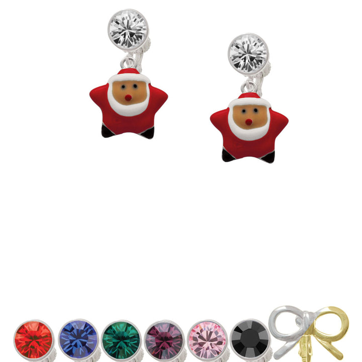 Star Santa Crystal Clip On Earrings Image 1