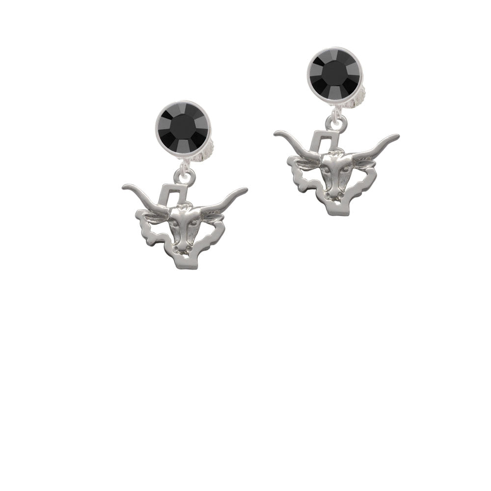 Longhorn - Texas Crystal Clip On Earrings Image 3