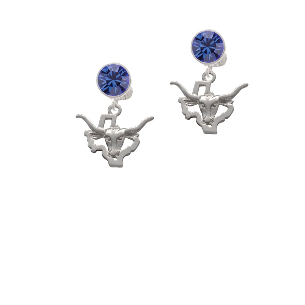 Longhorn - Texas Crystal Clip On Earrings Image 1