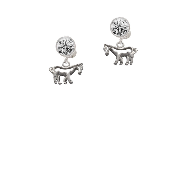 Horse - Outline Crystal Clip On Earrings Image 2