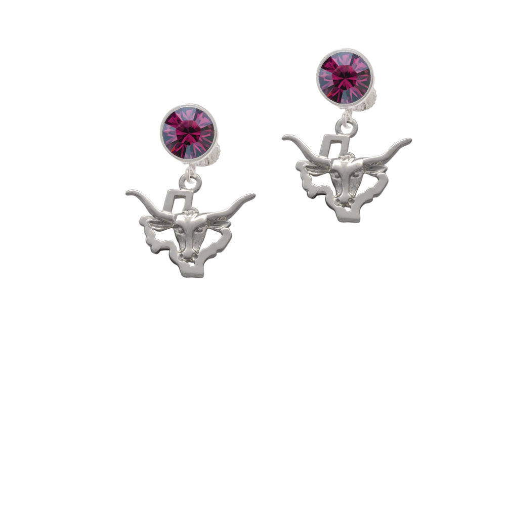 Longhorn - Texas Crystal Clip On Earrings Image 8