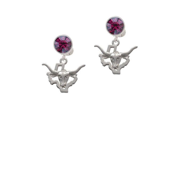 Longhorn - Texas Crystal Clip On Earrings Image 1