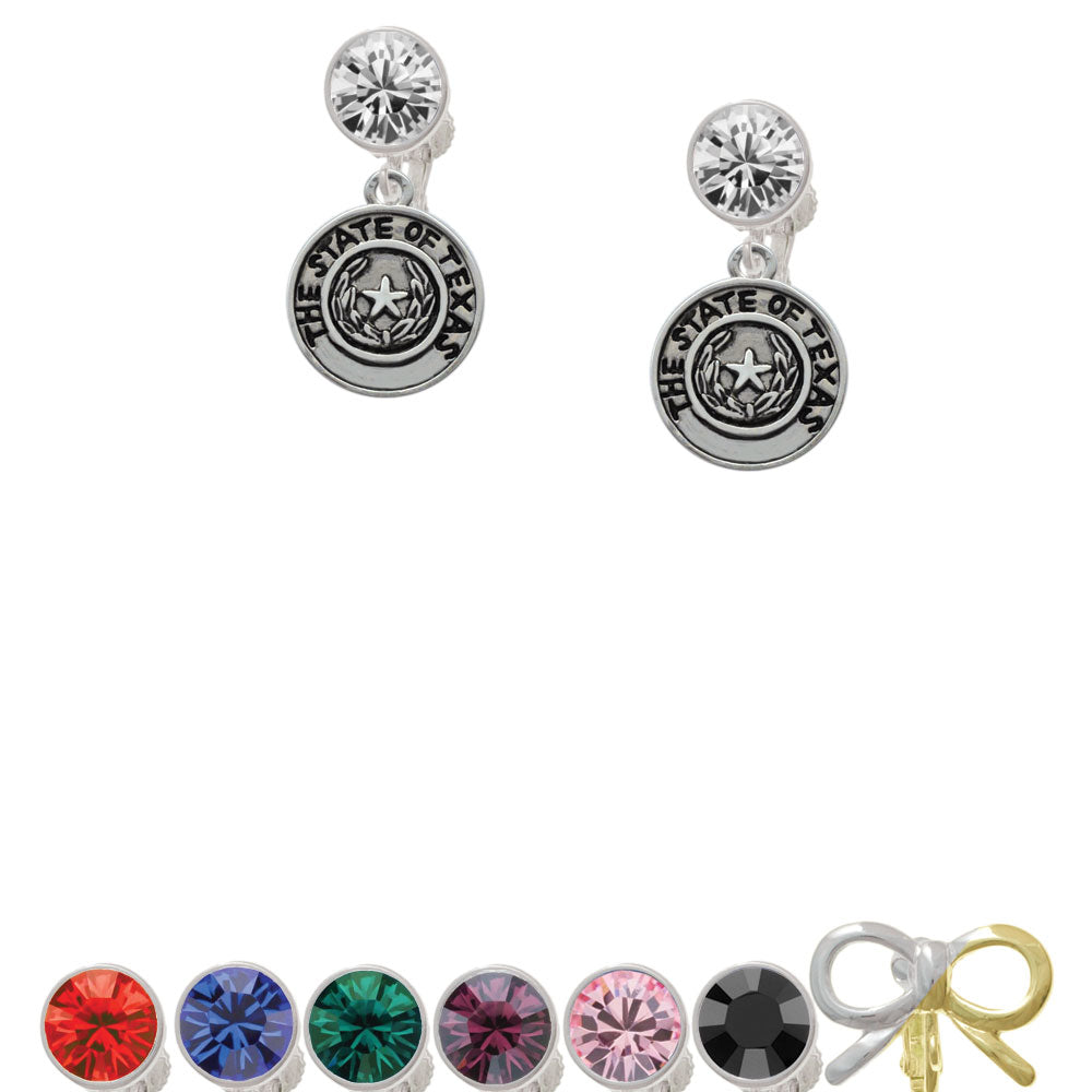 Texas State Seal Crystal Clip On Earrings Image 1