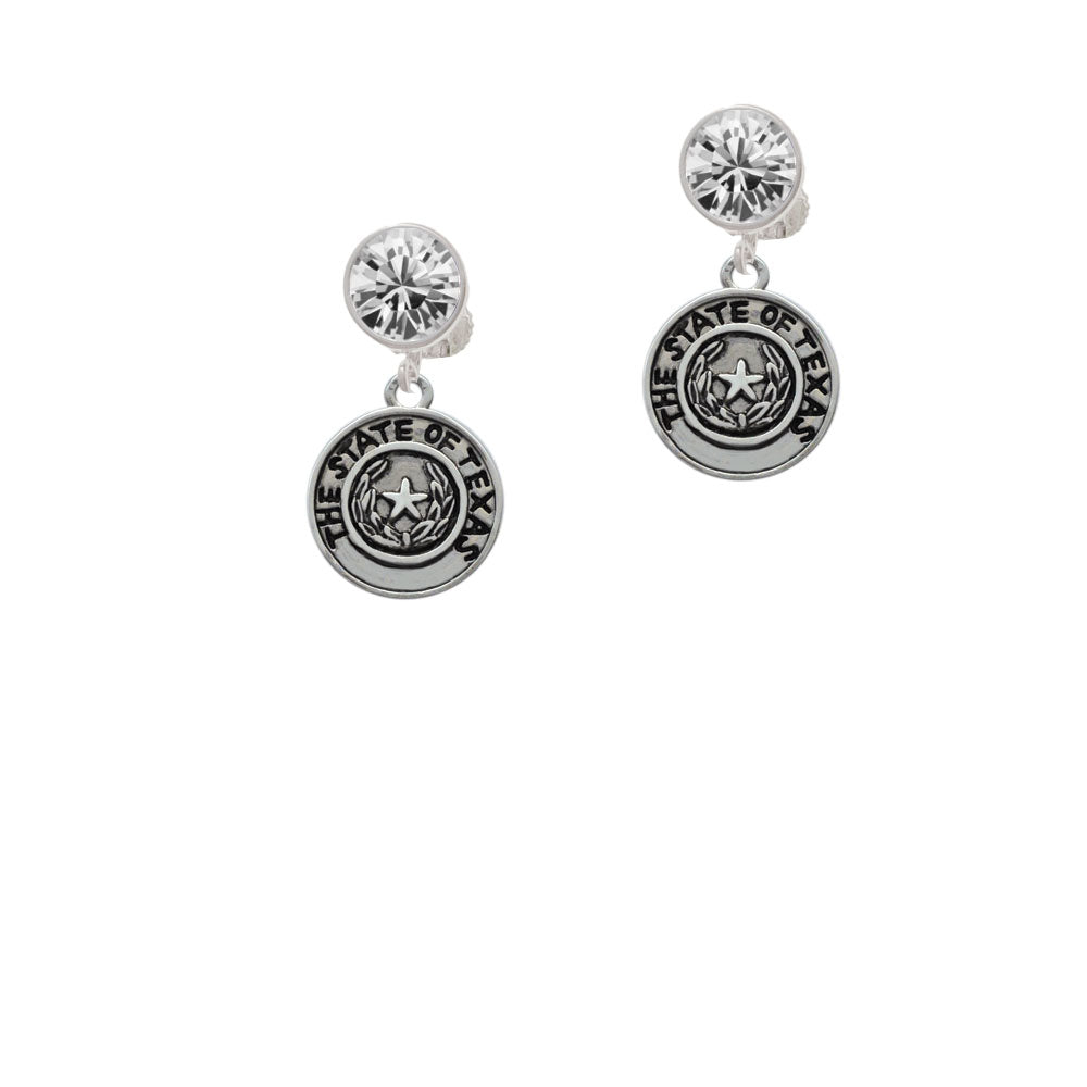 Texas State Seal Crystal Clip On Earrings Image 2