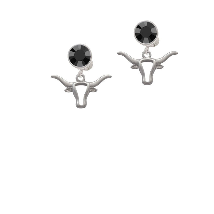 Longhorn Head Outline Crystal Clip On Earrings Image 1