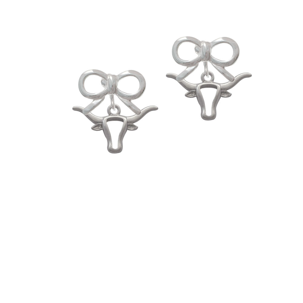 Longhorn Head Outline Crystal Clip On Earrings Image 9