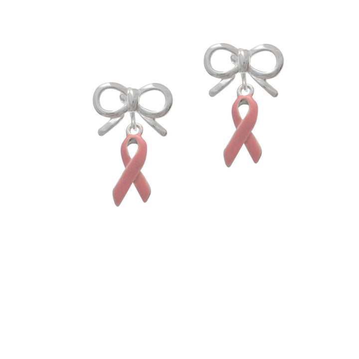 Pink Ribbon Crystal Clip On Earrings Image 9