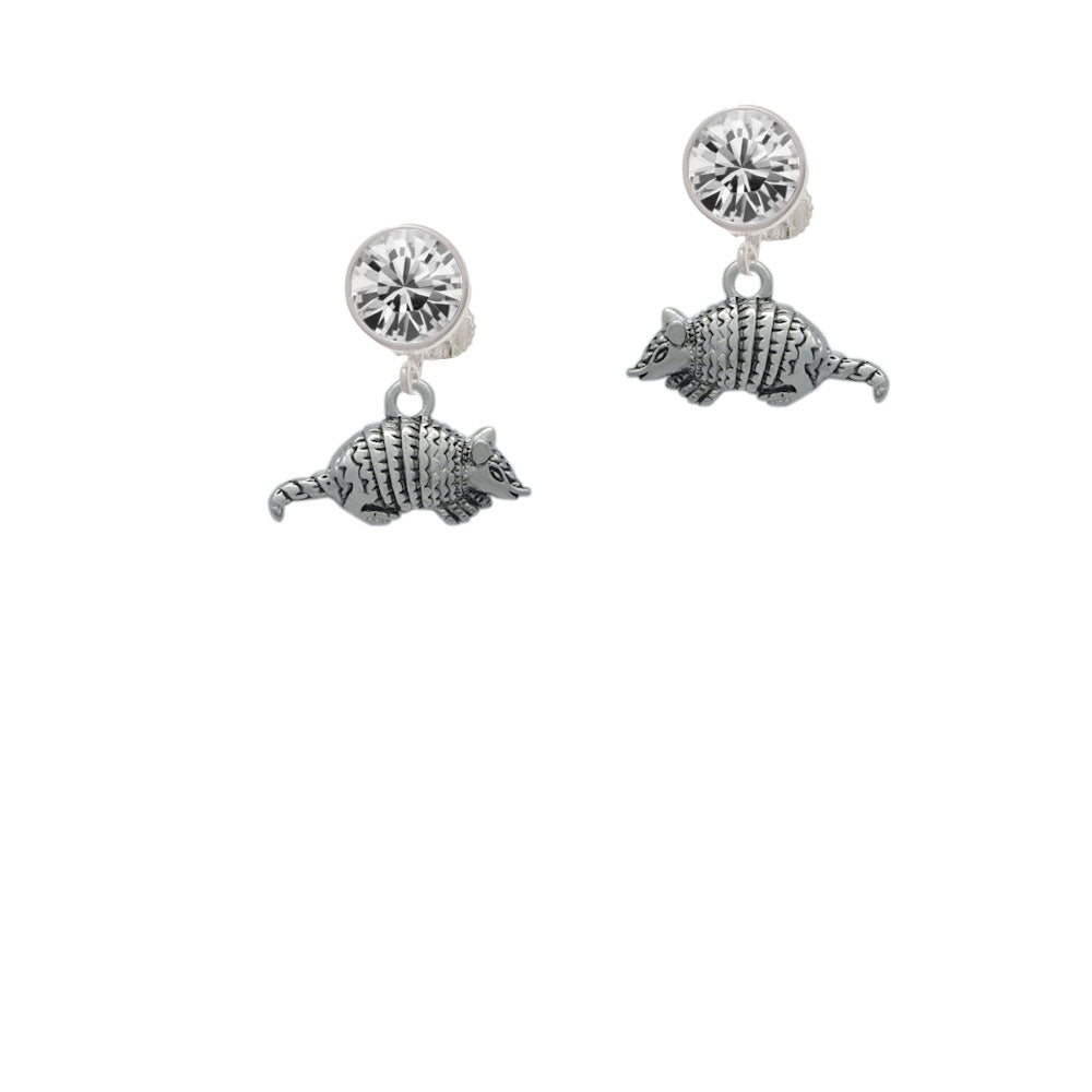 Small Armadillo Crystal Clip On Earrings Image 2