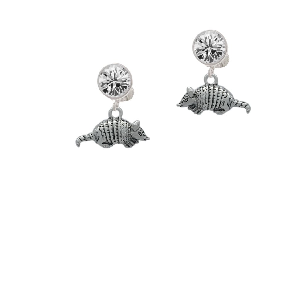 Small Armadillo Crystal Clip On Earrings Image 1