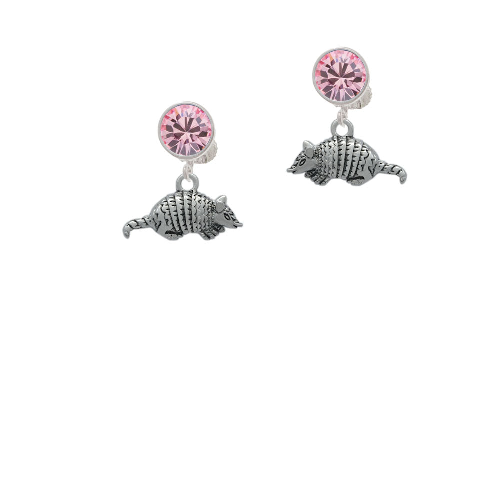 Small Armadillo Crystal Clip On Earrings Image 4