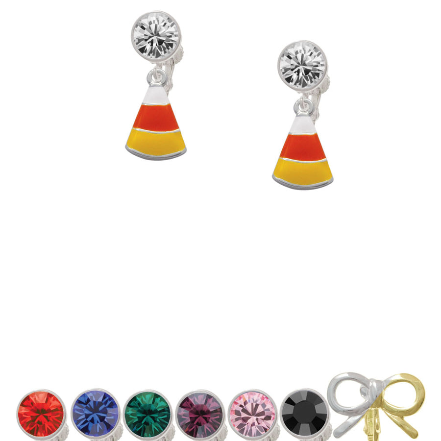 Candy Corn Crystal Clip On Earrings Image 1