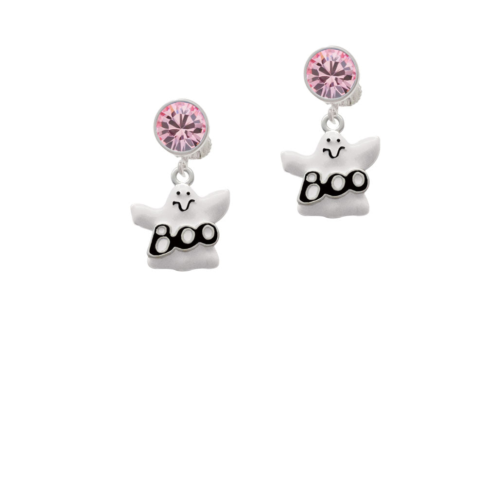 BOO Ghost Crystal Clip On Earrings Image 4