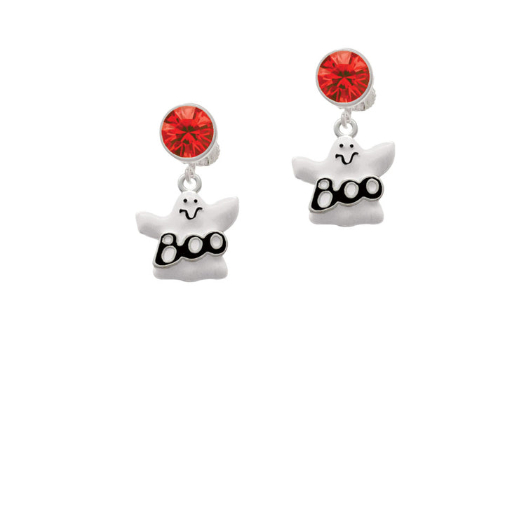 BOO Ghost Crystal Clip On Earrings Image 4