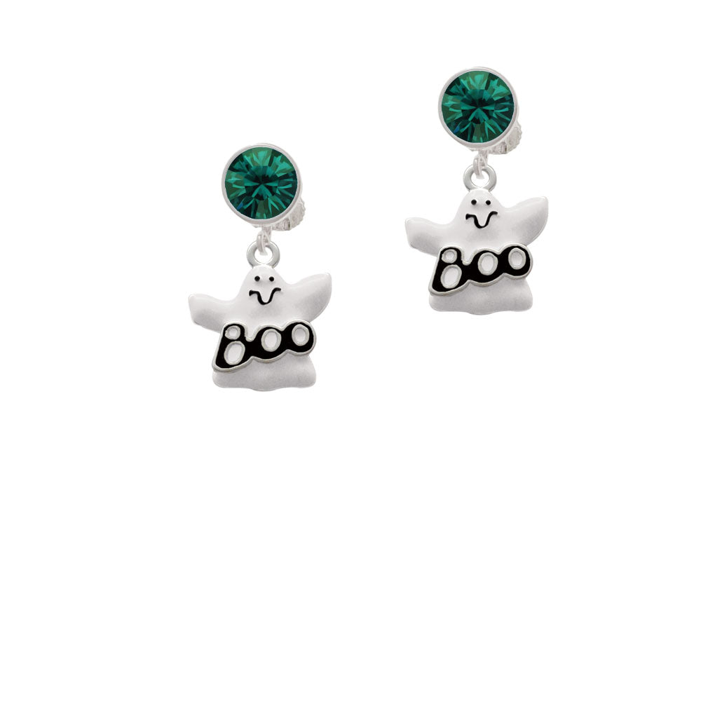 BOO Ghost Crystal Clip On Earrings Image 6