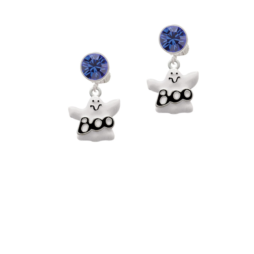 BOO Ghost Crystal Clip On Earrings Image 7