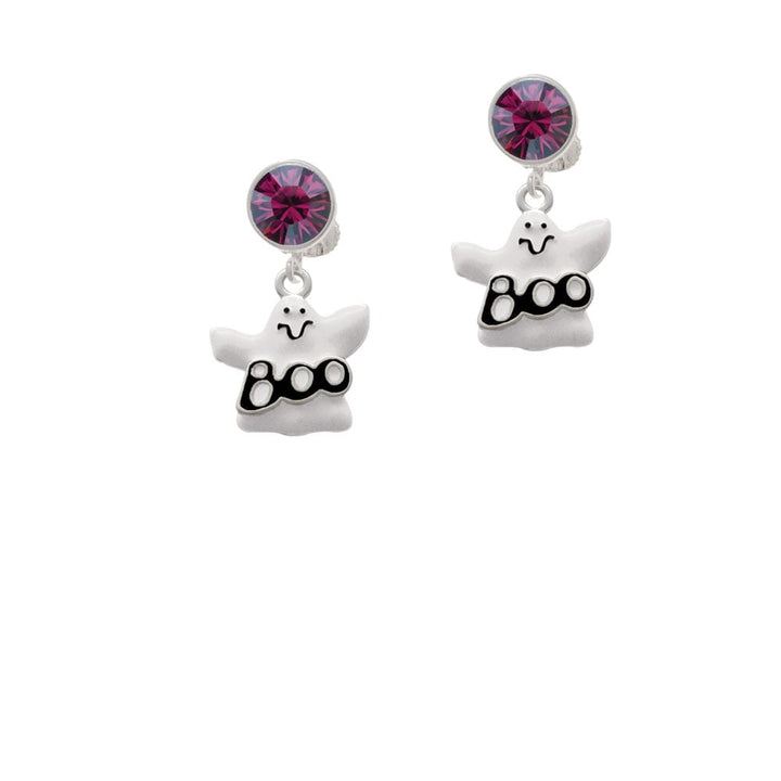 BOO Ghost Crystal Clip On Earrings Image 8