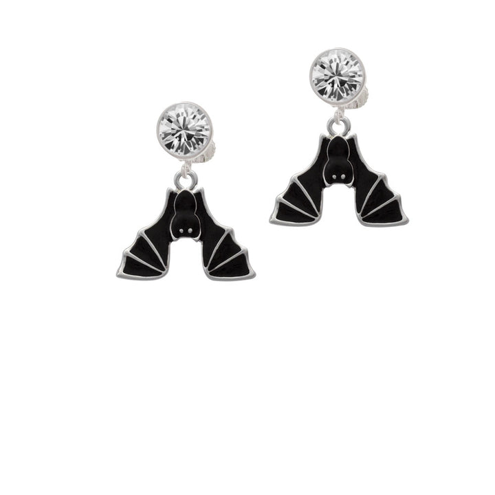 Hanging Bat Crystal Clip On Earrings Image 2