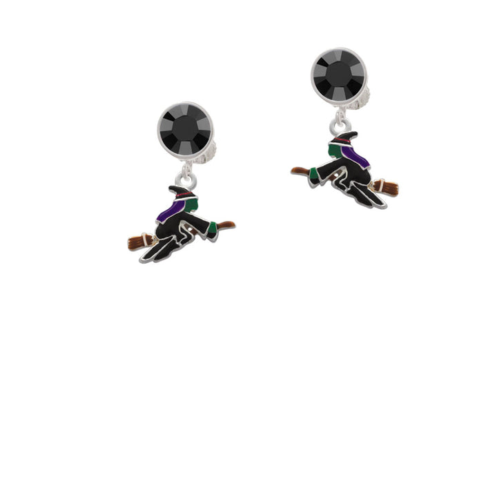 Flying Witch Crystal Clip On Earrings Image 3