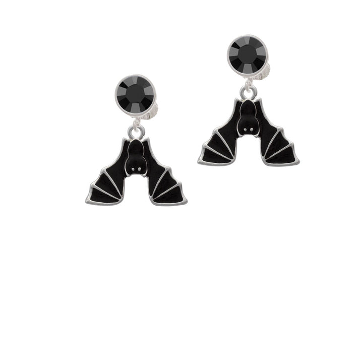 Hanging Bat Crystal Clip On Earrings Image 3