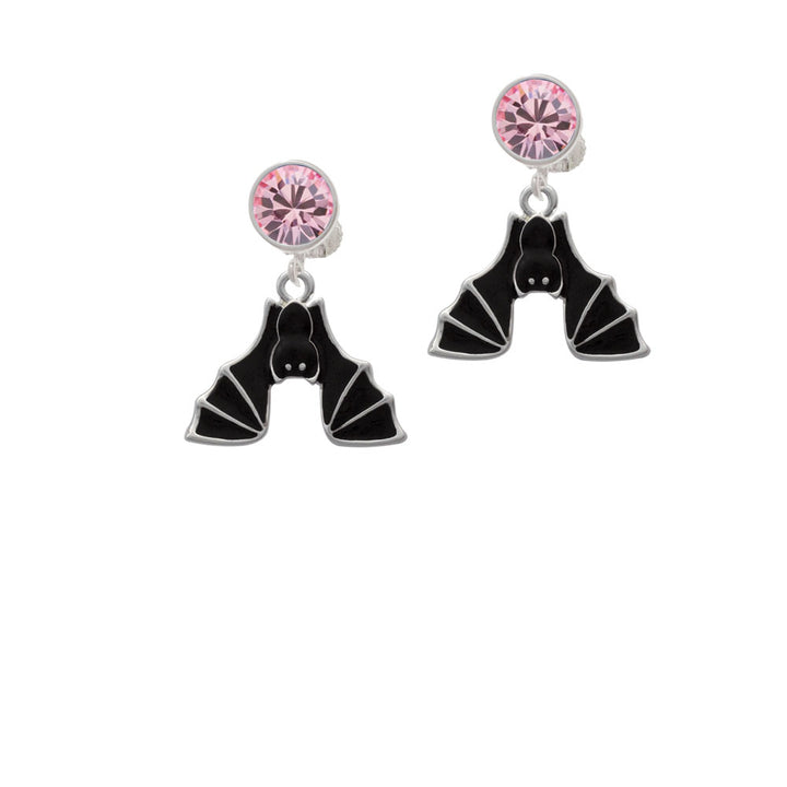 Hanging Bat Crystal Clip On Earrings Image 4