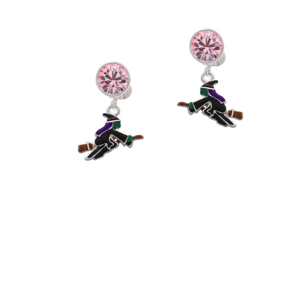 Flying Witch Crystal Clip On Earrings Image 4