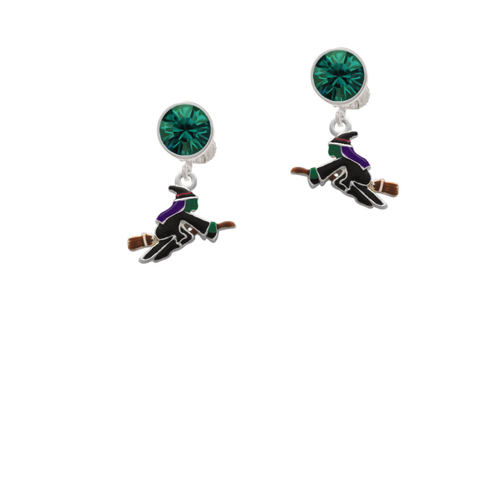 Flying Witch Crystal Clip On Earrings Image 6