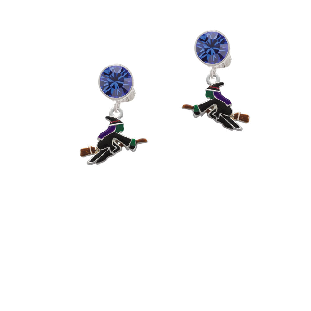 Flying Witch Crystal Clip On Earrings Image 7