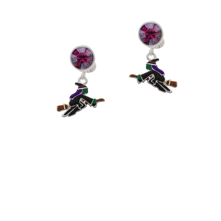 Flying Witch Crystal Clip On Earrings Image 8