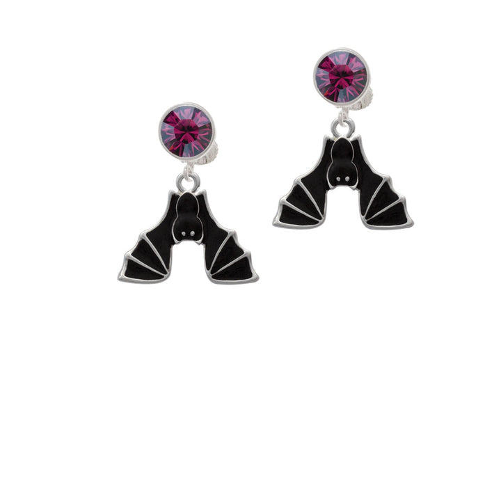 Hanging Bat Crystal Clip On Earrings Image 8