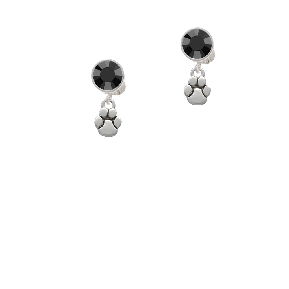 Mini Rounded Paw Crystal Clip On Earrings Image 3