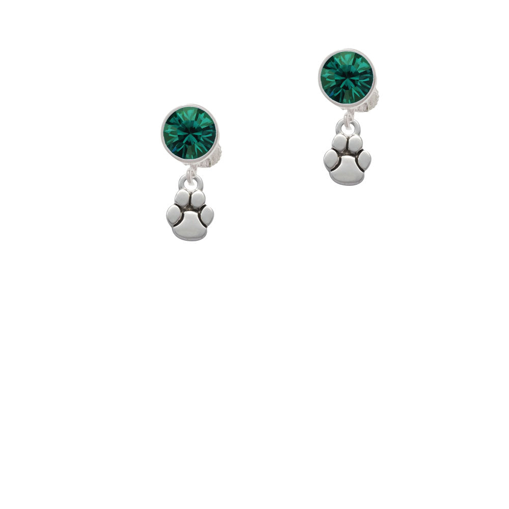 Mini Rounded Paw Crystal Clip On Earrings Image 6