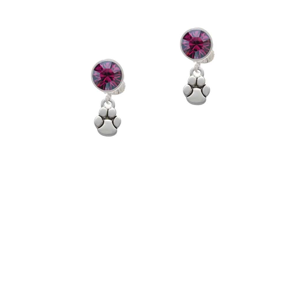 Mini Rounded Paw Crystal Clip On Earrings Image 8