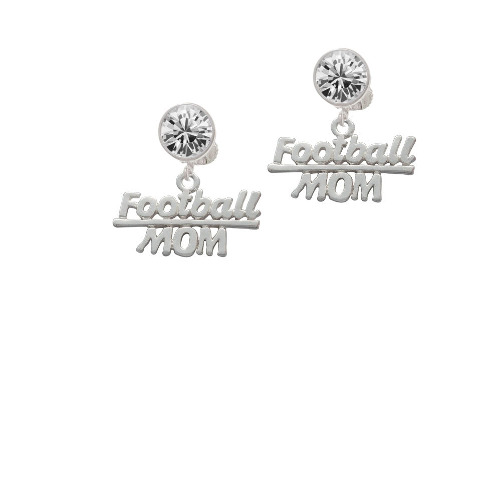 Football Mom Crystal Clip On Earrings Image 2