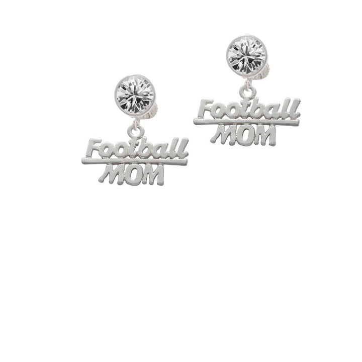 Football Mom Crystal Clip On Earrings Image 1