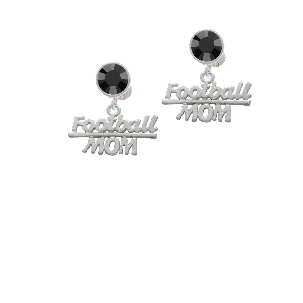 Football Mom Crystal Clip On Earrings Image 3