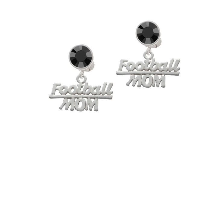 Football Mom Crystal Clip On Earrings Image 1