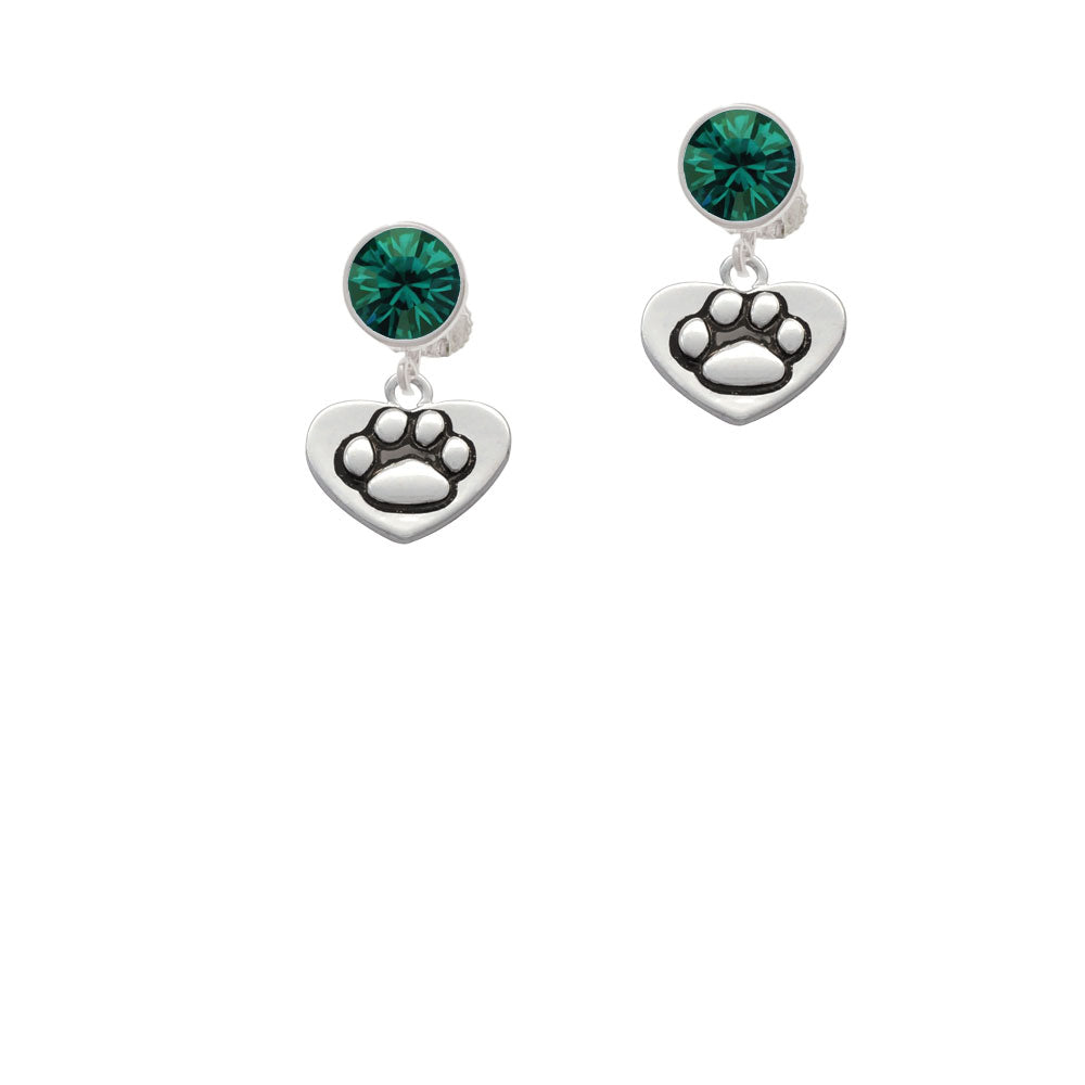 Paw in Heart Crystal Clip On Earrings Image 6