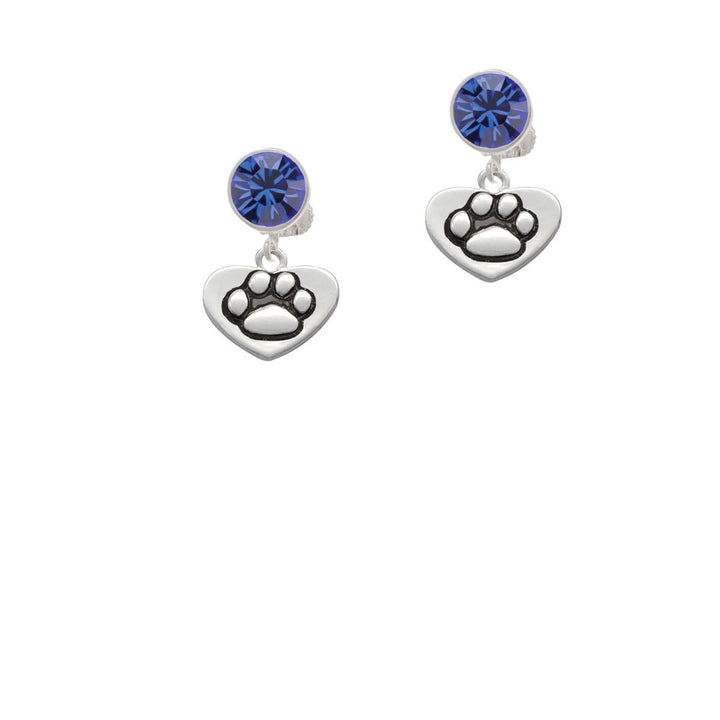 Paw in Heart Crystal Clip On Earrings Image 7