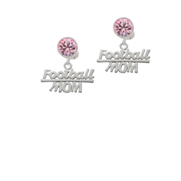 Football Mom Crystal Clip On Earrings Image 4