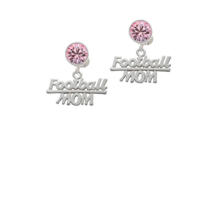 Football Mom Crystal Clip On Earrings Image 1